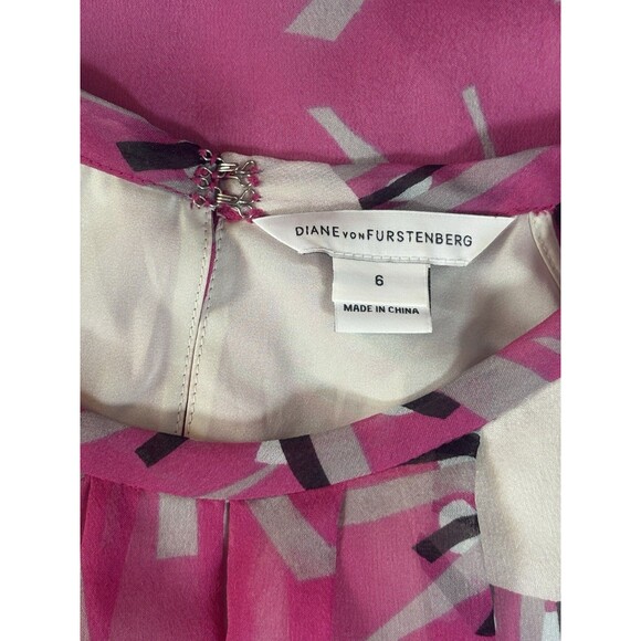 Diane von Furstenberg LAINEY Silk SUNRAY Pink Halter Chiffon Dress Womens Size 6 - Picture 6 of 13